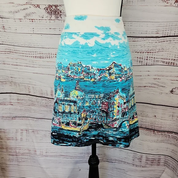 Scenic Print Blue Skirt - Picture 1 of 7
